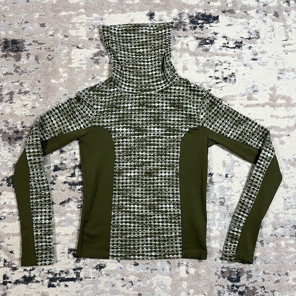 Nike Pullover Womens XS Pro Hyperwarm Green Brushed Training Top Turtleneck Run